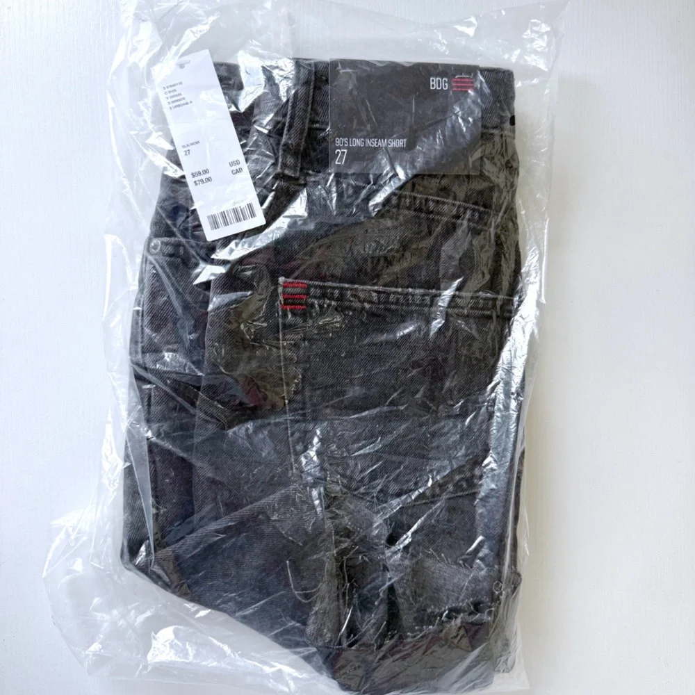 Urban Outfitters | BDG Long Inseam Raw Hem Denim Jean Shorts Black New 27 Waist